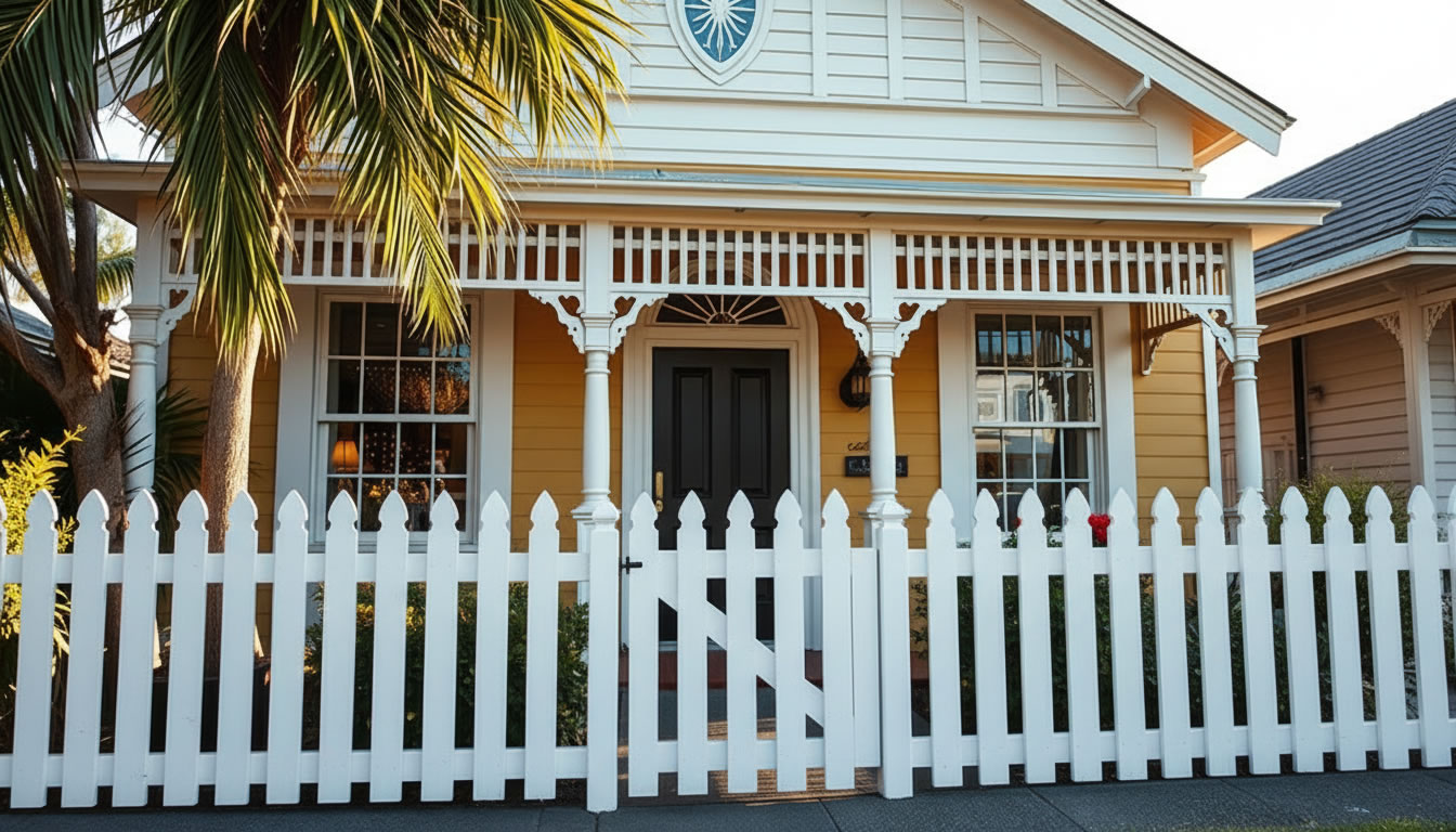 Short white timber picket fence by All Fencing and Retaining Walls